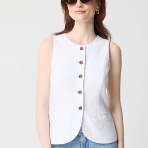 NWT J.Crew Linen-blend button-front vest White -  Women's Size 10